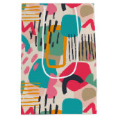 カラフル抽象芸術形グランジ状 ミディアムペーパーバッグ (裏面)