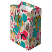 カラフル抽象芸術形グランジ状 ミディアムペーパーバッグ (裏面アングル)