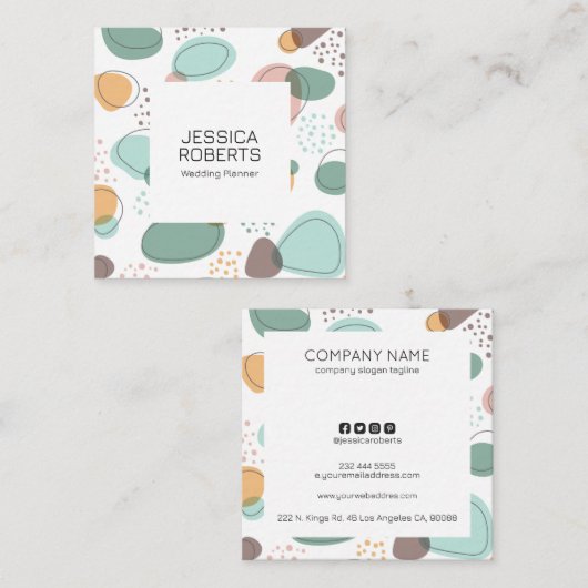 カラフル抽象芸術形状パターモダンンデザイン スクエア名刺 (正面/裏面)