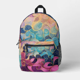 カラフル抽象芸術旋回デザイン印刷バックパック プリントバックパック