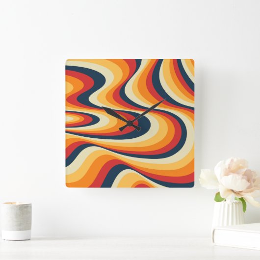 カラフル抽象芸術旋回デザイン スクエア壁時計 (ホーム)