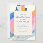 カラフル抽象芸術旋回水カラーブライダルシャワー 招待状 (正面)