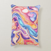 カラフル抽象芸術旋回流体パターン アクセントクッション (裏面(縦))