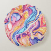 カラフル抽象芸術旋回流体パターン ラウンドクッション (裏面)