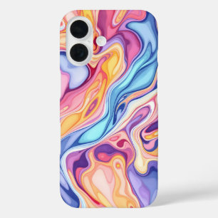 カラフル抽象芸術旋回流体パターン iPhone 16ケース