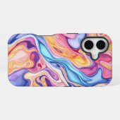 カラフル抽象芸術旋回流体パターン iPhone 16ケース (裏面横)
