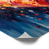 カラフル抽象芸術旋回色彩の鮮やかハート ポスター (角)