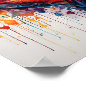 カラフル抽象芸術旋回色彩の鮮やかハート ポスター (角)