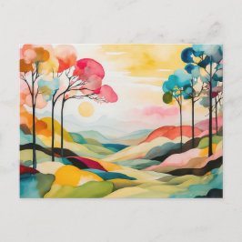 カラフル抽象芸術春の水色 ポストカード