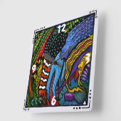 カラフル抽象芸術時計 スクエア壁時計 (傾斜)