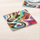 カラフル抽象芸術曲線 スクエアペーパーコースター (アングル)