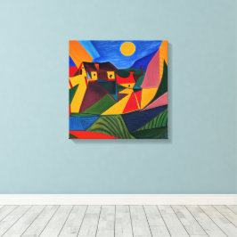 カラフル抽象芸術村 キャンバスプリント