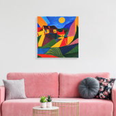 カラフル抽象芸術村 キャンバスプリント (インサイチュ (リビング))