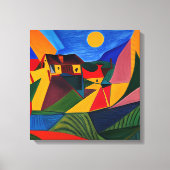 カラフル抽象芸術村 キャンバスプリント (正面)