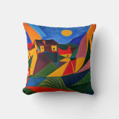 カラフル抽象芸術村 クッション (正面)