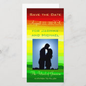 カラフル抽象芸術横 – 日付の保存 セーブザデート (正面/裏面)