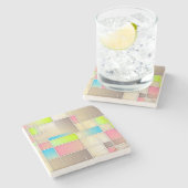 カラフル抽象芸術正方形の幾何学的パターン ストーンコースター (横)