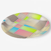 カラフル抽象芸術正方形の幾何学的パターン ペーパープレート (アングル)