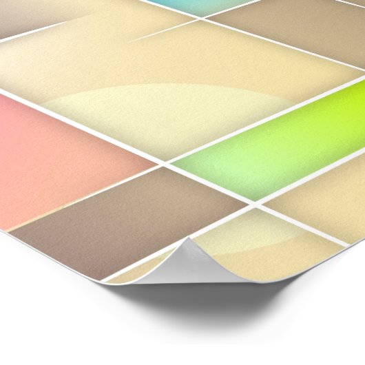 カラフル抽象芸術正方形の幾何学的パターン ポスター (角)