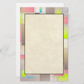 カラフル抽象芸術正方形の幾何学的パターン 便箋 (正面/裏面)