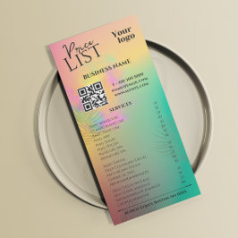 カラフル抽象芸術水彩サービス価格表 ラックカード