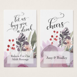 カラフル抽象芸術水彩フローラ飲料チケット