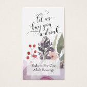 カラフル抽象芸術水彩フローラ飲料チケット (正面)