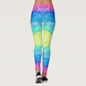 カラフル抽象芸術水彩ブラシストローク レギンス (裏面)