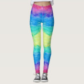カラフル抽象芸術水彩ブラシストローク レギンス (正面)