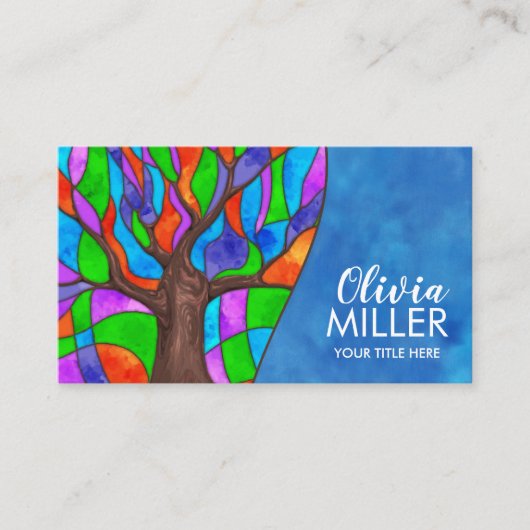 カラフル抽象芸術水彩モザイク 名刺 (正面)