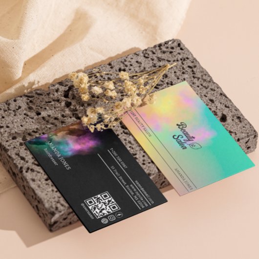 カラフル抽象芸術水彩毛美しいサロン 名刺