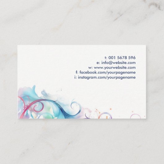 カラフル抽象芸術水彩渦巻きアート 名刺 (裏面)