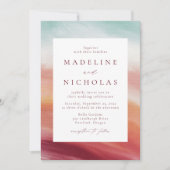 カラフル抽象芸術水彩結婚式招待状 招待状 (正面)