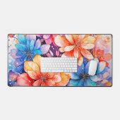 カラフル抽象芸術水彩花芸術 デスクマット (キーボード&マウス)