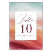 カラフル抽象芸術水結婚色の表の番号 テーブルナンバー (裏面)