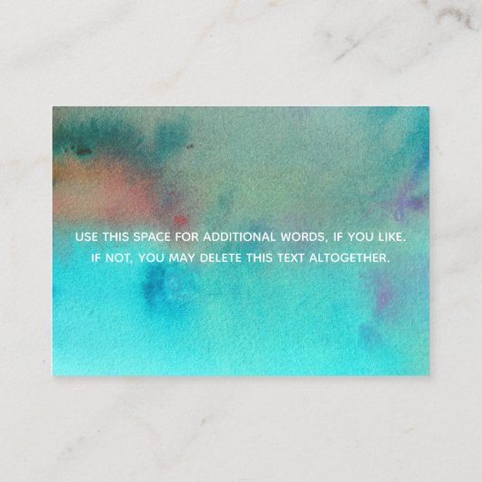 カラフル抽象芸術水結婚色の詳細 エンクロージャーカード (裏面)