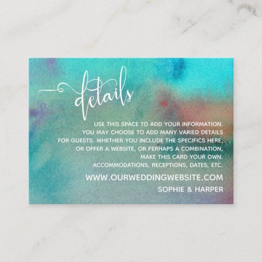 カラフル抽象芸術水結婚色の詳細 エンクロージャーカード (正面)