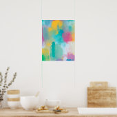 カラフル抽象芸術水絵画色 ポスター (キッチン)