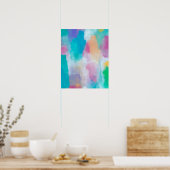 カラフル抽象芸術水絵画色 ポスター (キッチン)