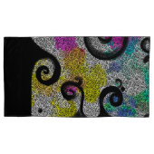 カラフル抽象芸術水色の塊、黒い渦巻き旋回 枕カバー (正面)