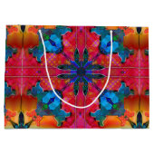 カラフル抽象芸術水色クリスマス ラージペーパーバッグ (裏面)