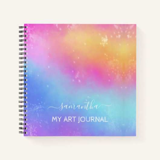 カラフル抽象芸術水色スケッチブック名 ノートブック (正面)