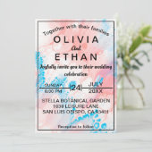 カラフル抽象芸術水色結婚式招待状 招待状 (スタンド正面)