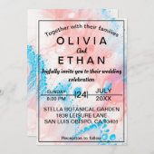 カラフル抽象芸術水色結婚式招待状 招待状 (正面/裏面)