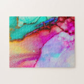 カラフル抽象芸術水色 ジグソーパズル (横)
