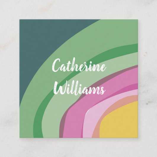 カラフル抽象芸術水色 スクエア名刺 (正面)