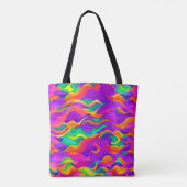 カラフル抽象芸術波デザイン トートバッグ (裏面)