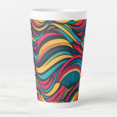カラフル抽象芸術波パターン カフェラテマグ (正面)