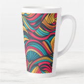 カラフル抽象芸術波パターン カフェラテマグ (右)