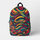 カラフル抽象芸術波パターン プリントバックパック (正面)